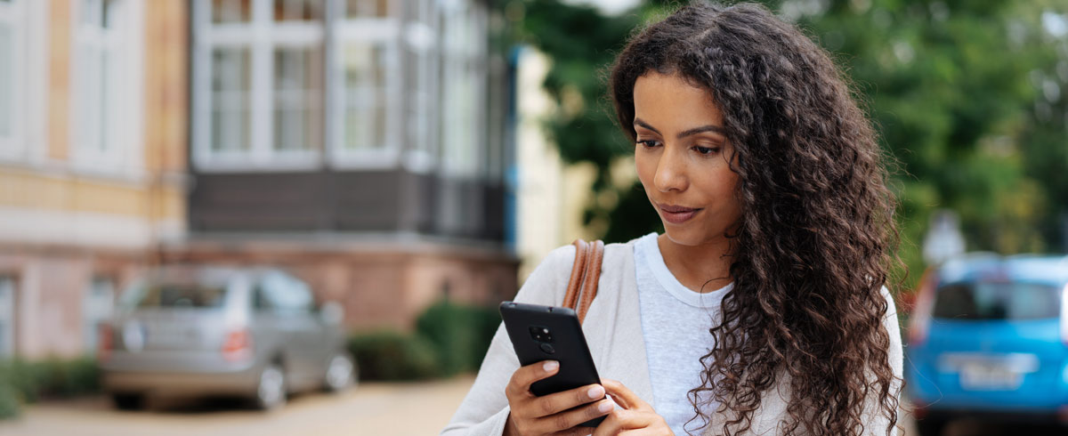 Woman looking at mobile device 